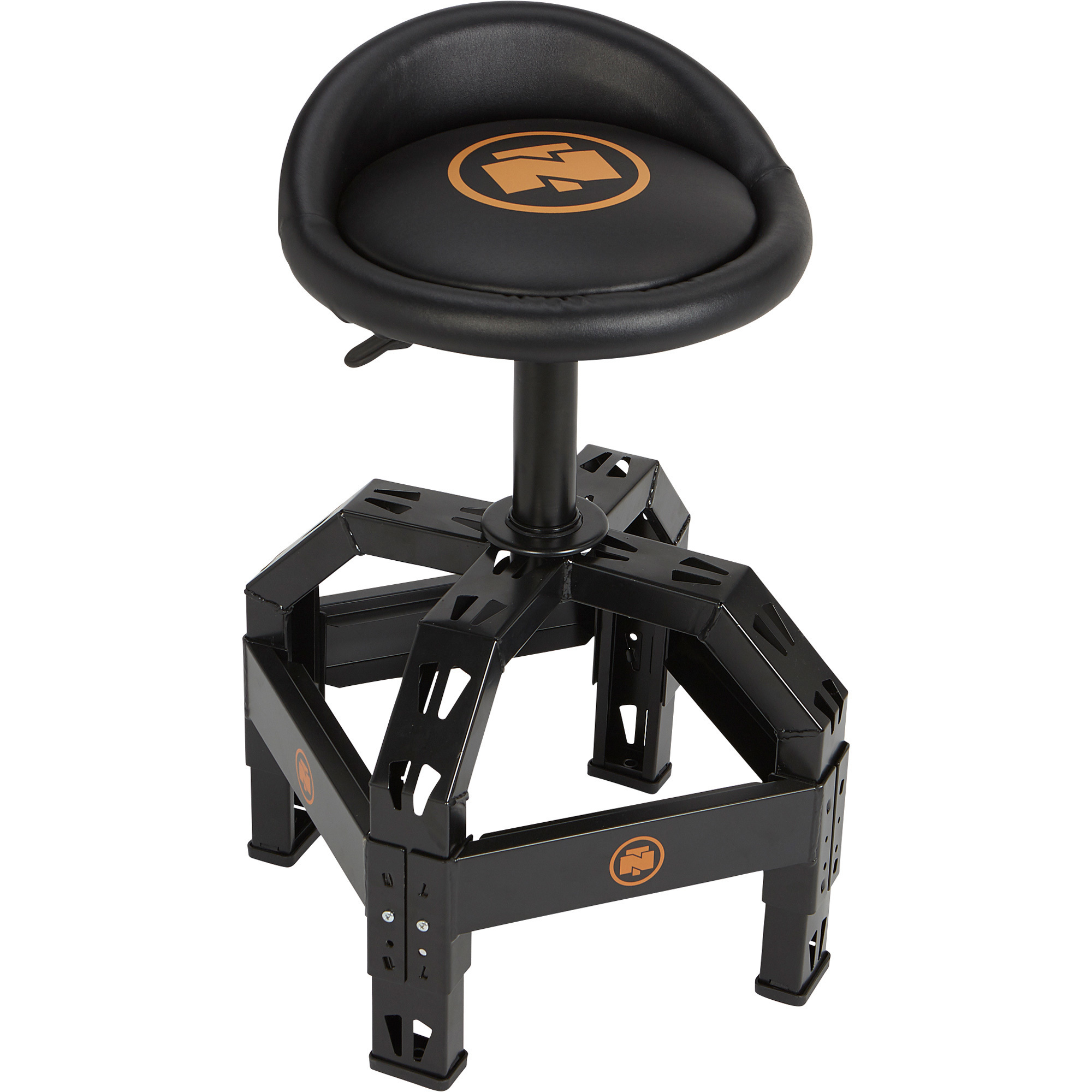 Northern Tool XL Series Oversized Adjustable Swivel Shop Stool with Backrest, Steel, 400-Lb. Capacity, 27 1/2 to 32in. Seat Height